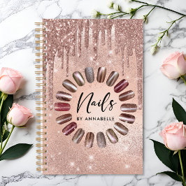 Agenda Compromissos de Drives de Glitter Dourado do Rosa 