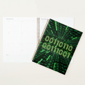 Agenda Computação verde vibrante com código binário 69 do