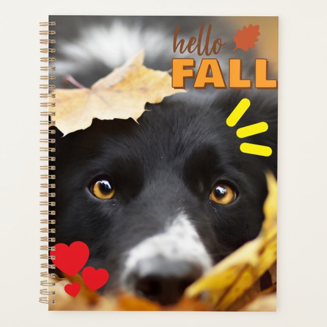 Agenda con imagen de perro entre hojas  (Frente)
