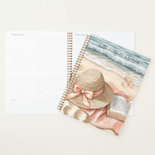 Agenda Conchas de Praia Oceano Pêssego Laço Chapéu Cobert