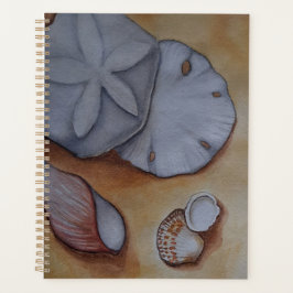 Agenda Conchas na Pintura de Aquarela de Seashore