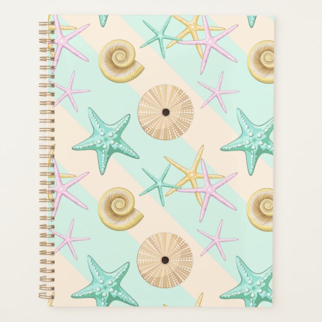 Agenda Conchas Retro Pastel Vida no Mar (Frente)