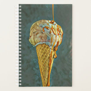 Agenda cone de sorvete de chocolate derretido
