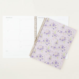 Agenda Conjunto de padrões florais roxos flores minúscula