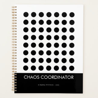 Agenda Coordenador de Caos Nome Personalizado Preto Branc
