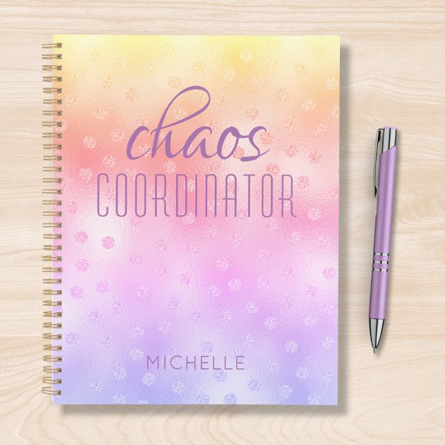 Agenda Coordenador de caos Rainbow Glitter Personalizado (Criador carregado)