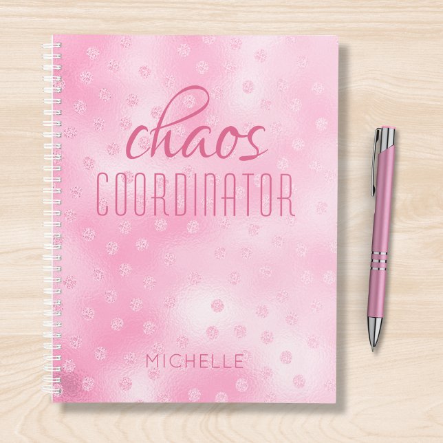 Agenda Coordenador de caos Rosa Glitter Glitter Personali (Criador carregado)