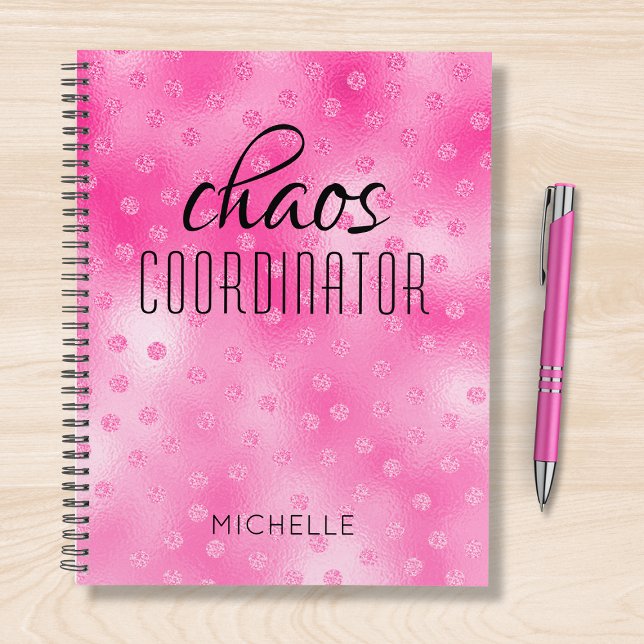 Agenda Coordenador de caos Rosa Glitter Glitter Personali (Criador carregado)