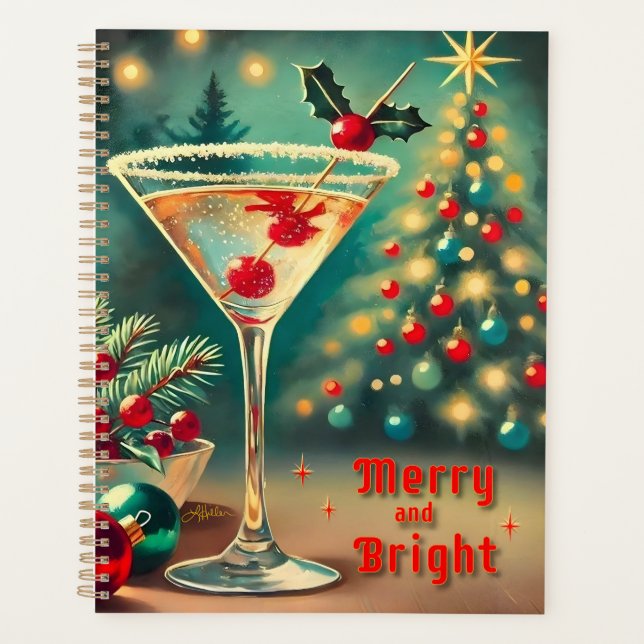 Agenda Coquetel de Natal com Feliz retrorada Martini (Frente)