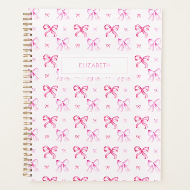 Agenda Coquette Pink Bow Preppy Girly Aesthetic (Frente)