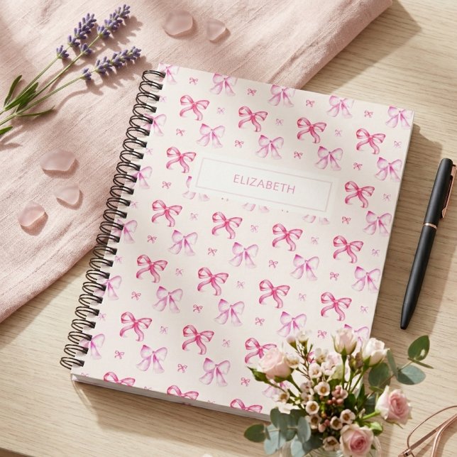 Agenda Coquette Pink Bow Preppy Girly Aesthetic (Criador carregado)