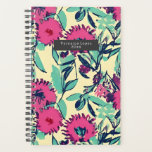 Agenda Cor da Água Inspida Rosa Floral Botânico Verde<br><div class="desc">Padrão floral verde e rosa inspirado na aquarela</div>