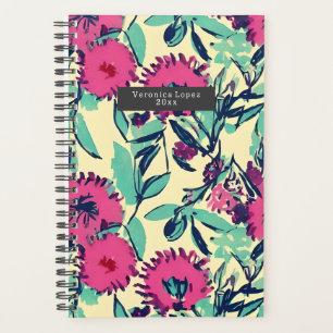 Agenda Cor da Água Inspida Rosa + Floral Botânico Verde