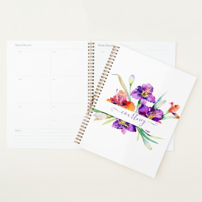 Agenda Cor d'água roxa Iris personalizada (Exibição)