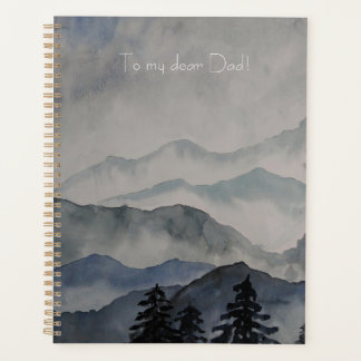 Agenda cor-de-água da paisagem de montanha pintada manual