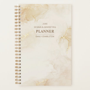 Agenda Cor de Água Dourada Elegante Elegante Minimalista