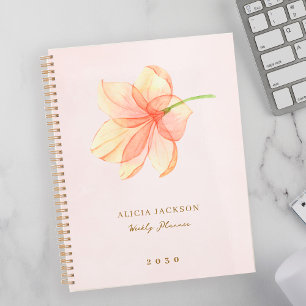 Agenda Cor-de-água elegante moderna, cor-de-rosa floral