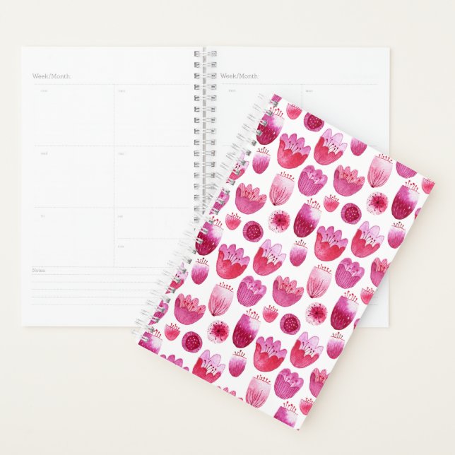 Agenda Cor de Água Moderna Rosa Floral (Exibição)