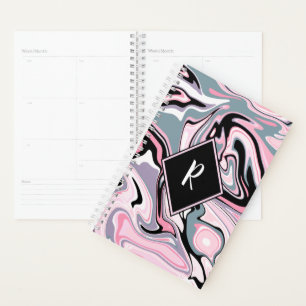 Agenda Cor-de-rosa-mármore rosa púrpura azul