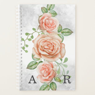 Agenda Cor-de-rosa pálido com monograma personalizado