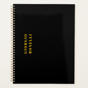 Agenda Cor Nome Pessoal Minimalista Moderno Cor Dourada e