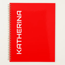 Agenda Cor Sólido Vermelha | Nome Branco Clássico