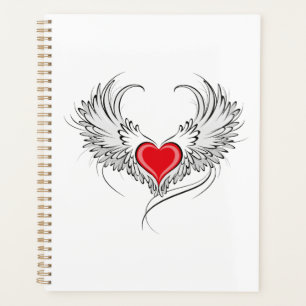 Agenda Coração Anjo Vermelho com asas