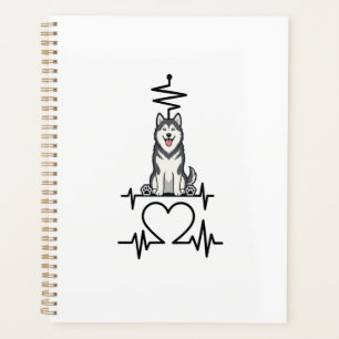 Agenda Coração Batendo Linha Coração Patas do Cão Malamut