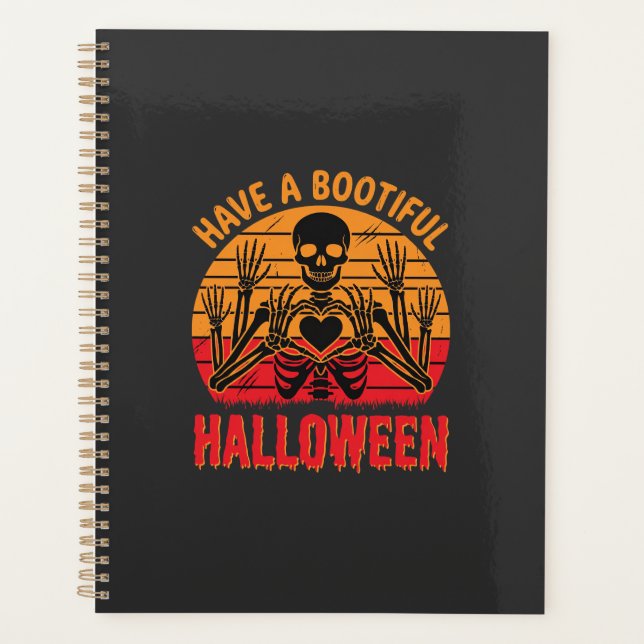 Agenda Coração de Esqueleto de Halloween Bootiful Desenho (Frente)