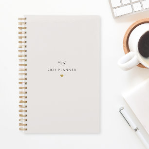 Agenda Coração Dourado Moderno Nome Personalizado e Ano 2