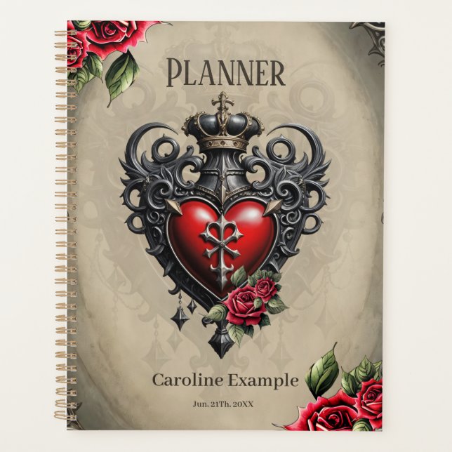 Agenda Coração gótico elegante, mas místico (Frente)