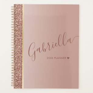 Agenda Coração Luminosa Dourada rosa Personalizado 2022
