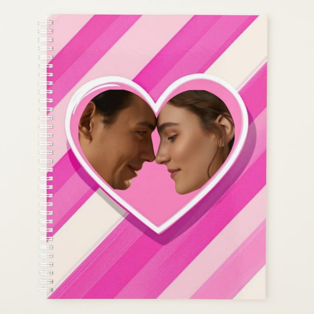 Agenda Coração Ousado em Listras Rosadas (Frente)