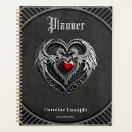 Agenda Coração prateada com asas