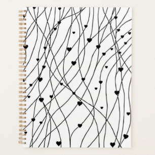 Agenda Coração Preto e Branco Personalizado