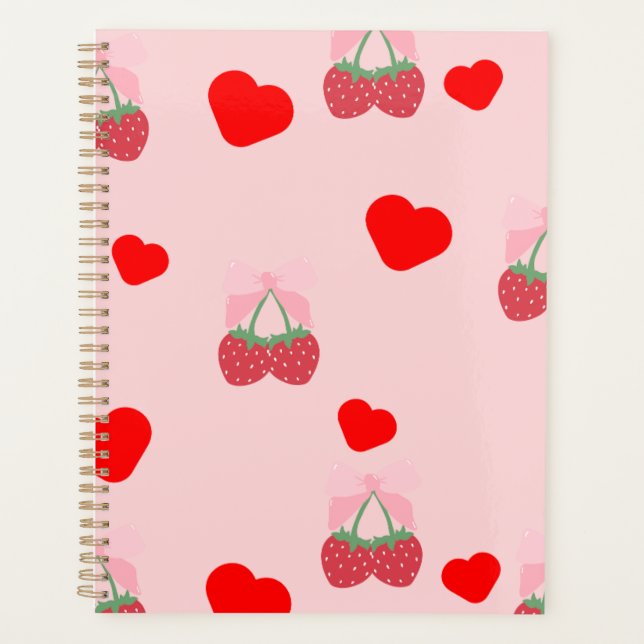 Agenda coração rosa e frutas (Frente)
