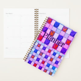 Agenda Coração roxa-roxa-roxa-gingham, Planner