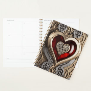 Agenda Coração Steampunk - Amor Mecânico insípido