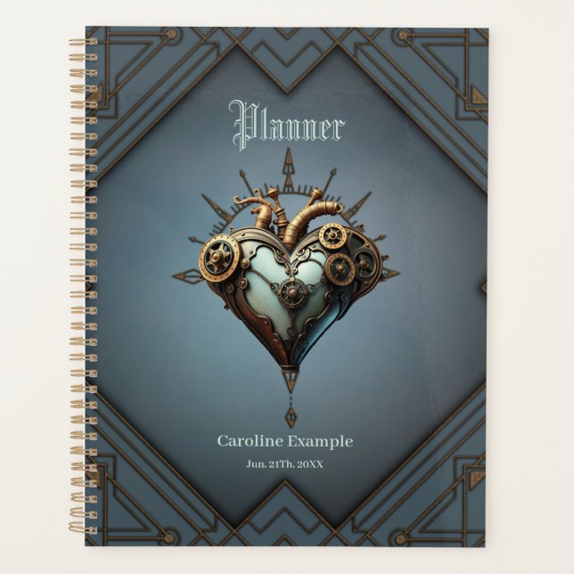 Agenda Coração steampunk fascinante (Frente)