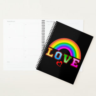 Agenda Coração Vermelho Arco-Íris Colorido Amor