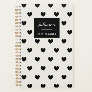 Agenda Corações Brancos Simples e Bonitos Personalizados 