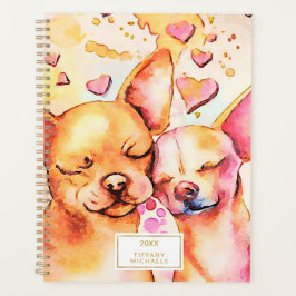 Agenda Corações Cor de Água, Corações Rosa, Chihuahuas,