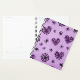 Agenda Corações de Teia de Aranha Pastel Goth