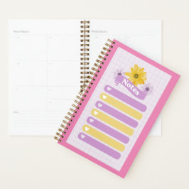 Agenda Corações do Flor Floral Roxo Amarelo