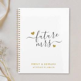 Agenda Corações Dourados modernos Futuro Sra. Wedding