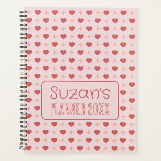 Agenda Corações E Padrão De Faísca Personalizado (Frente)