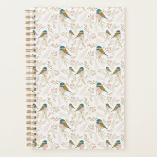 Agenda Corações Florais de Aves Douradas, Cor-de-Foca-R