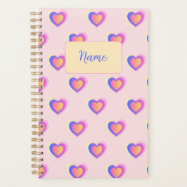 Agenda Corações Pastel Rosa e Roxo