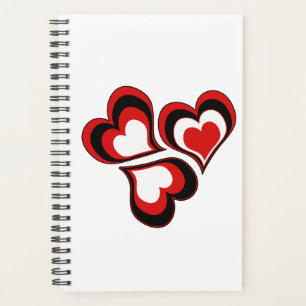 Agenda Corações, vermelho, preto, branco, Dia de os namor
