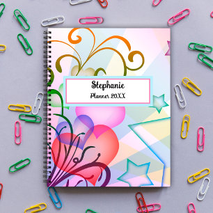 Agenda Corações vermelhos, estrelas azuis, coloridos pers